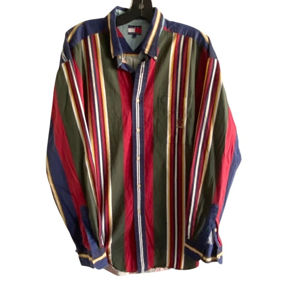 Tommy Hilfiger Other - Tommy Hilfiger Mens Large Multi Color Vertical Stripe Button Down Shirt Vintage